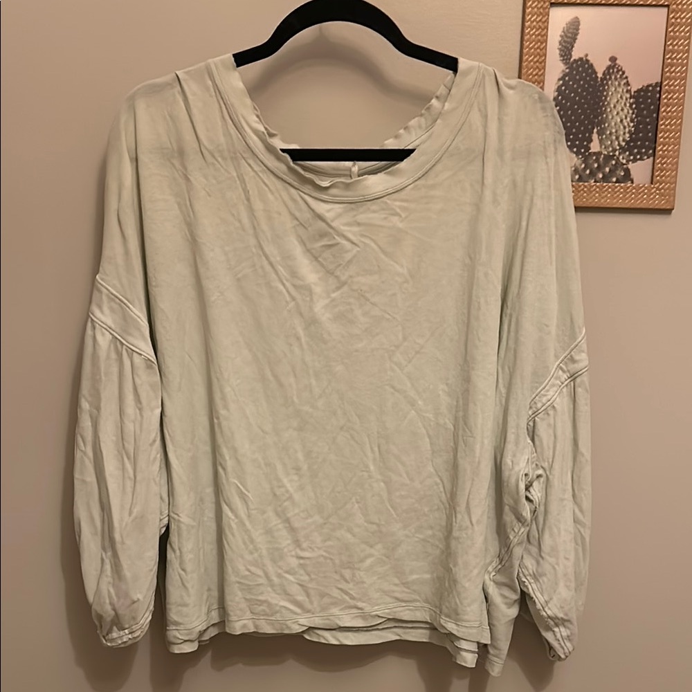 Cream Puff Sleeve Blouse with 3/4 Sleeves and Relaxed Fit